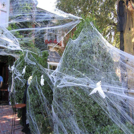 HL17 SZTUCZNA PAJĘCZYNA SIEĆ 4 PAJĄKI HALLOWEEN DEKORACJA
