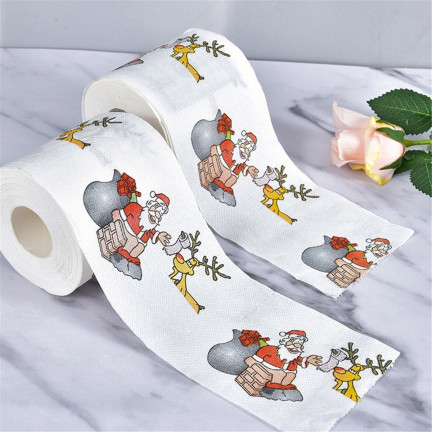 TG63141-4 ŚWIĄTECZNY PAPIER TOALETOWY MIKOŁAJE I RENIFERY na prezent OZDOBNA ŁAZIENKI