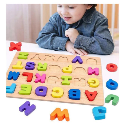 TG50035 Puzzle literki drewniane, układanka z alfabetem, do nauki, edukacyjne