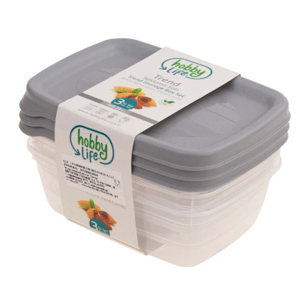 HOB021014 POJEMNIK PROSTOKĄTNY ŻYWNOŚĆ 0,3L LUNCH BOX 3szt
