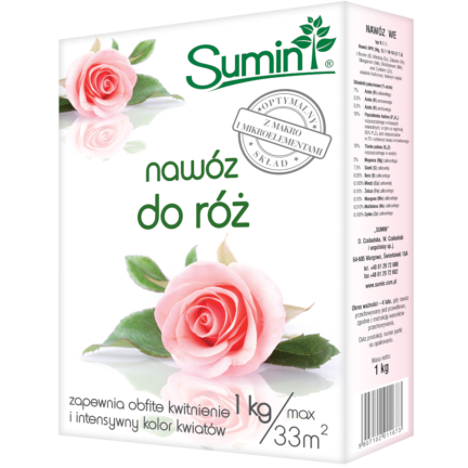 SUM14 Nawóz do róż Sumin, 1kg optymalny skład, bujne kwitnienie, zdrowy wzrost