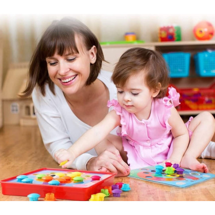 TG67283 UKŁADANKA GUZIKOWA MOZAIKA EDUKACYJNA GRZYBKI PUZZLE PINEZKI GRA MONTESSORI
