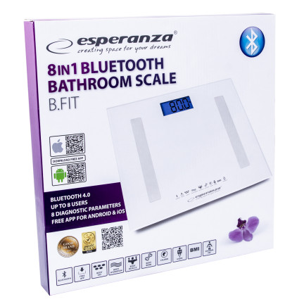 EBS016W ESPERANZA WAGA ŁAZIENKOWA 8W1 Z
FUNKCJĄ BLUETOOTH B.FIT BIAŁA