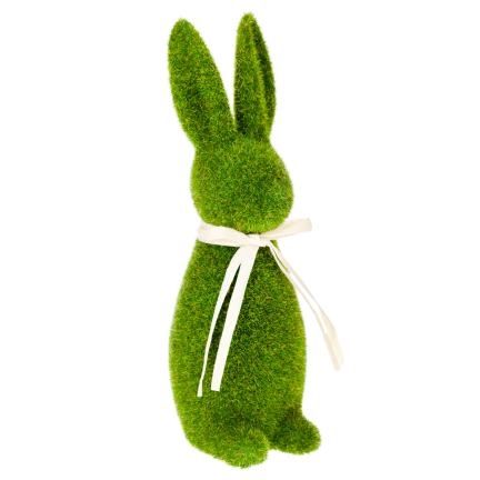 TG55598 Królik flokowany, zając wielkanocny zamszowy 30cm, ozdoba wielkanocna