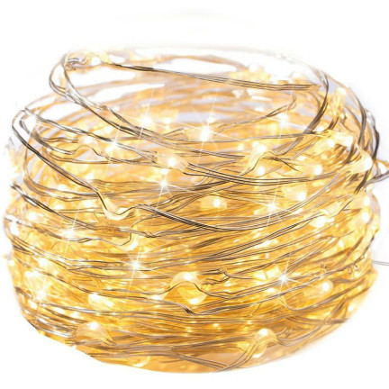 TG66263-2 LAMPKI CHOINKOWE na DRUCIKU 80 LED ŚWIATEŁKA MIKRO GIRLANDA CIEPŁY BIAŁY AA
