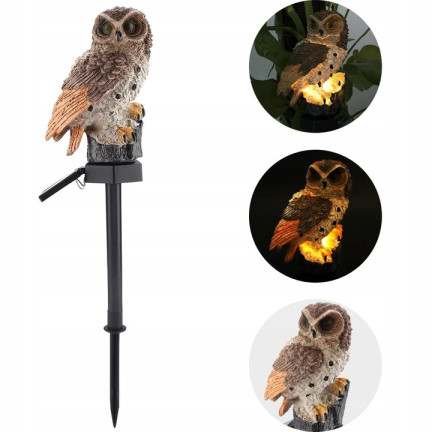 TG71281 Lampa solarna sowa, led ogrodowa, lampka wbijana, dekoracja do ogrodu