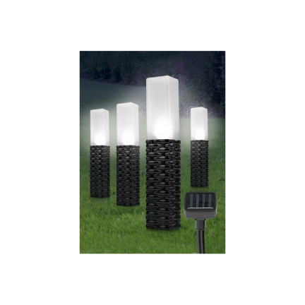 TG66774 Lampa solarna ogrodowa, rattan, rattanowe lampki led 4szt., słupek wbijany solar