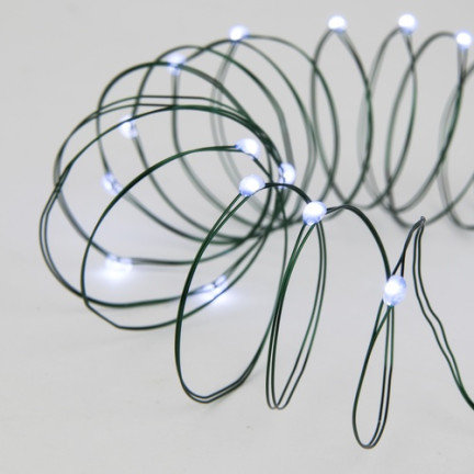 TG73524-1 LAMPKI CHOINKOWE ZIELONY DRUCIK NA BATERIE ZIMNE ŚWIATŁO BIAŁE 40LED