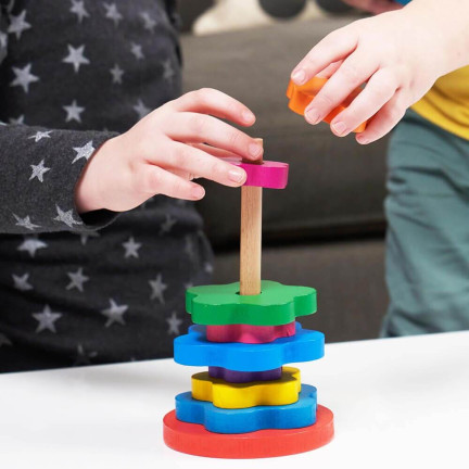 TG67026 PIRAMIDKA SORTER Montessori WIEŻA KLOCKI DREWNIANE UKŁADANKA

