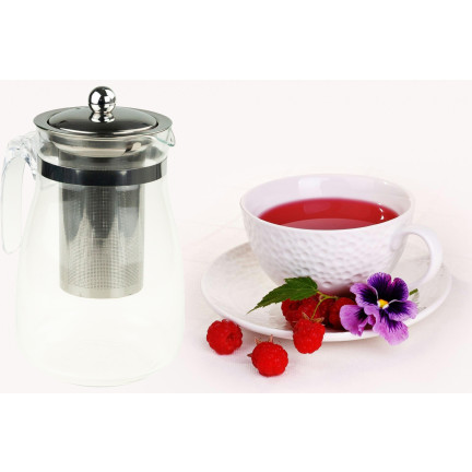 LUT1557 DZBANEK ŻAROODPORNY Z ZAPARZACZEM METALOWĄ POKRYWKĄ 900ML