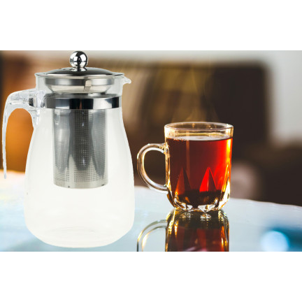 LUT1557 DZBANEK ŻAROODPORNY Z ZAPARZACZEM METALOWĄ POKRYWKĄ 900ML