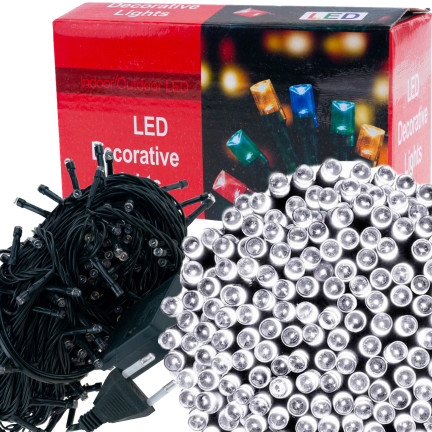 LZ100 LAMPKI CHOINKOWE 100LED ZIMNE WEWNĘTRZNE NA CHOINKĘ 8 TRYBÓW ŚWIECENIA