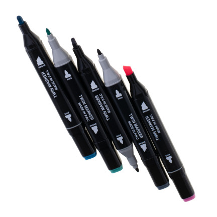 TG70308 MARKERY ALKOHOLOWE PISAKI DWUSTRONNE ZAKREŚLACZE 48SZT. ZESTAW+ETUI