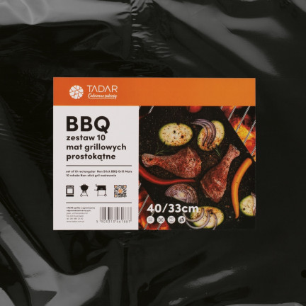 TD39 BBQ zestaw 10 mat grillowych, mata 40x33cm, maty na grilla do pieczenia wielorazowe