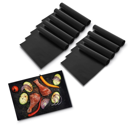 TD39 BBQ zestaw 10 mat grillowych, mata 40x33cm, maty na grilla do pieczenia wielorazowe