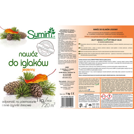 SUM65 SUMIN NAWÓZ DO IGLAKÓW JESIENNY 1KG OPTYMALNY SKŁAD GRANULAT