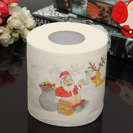 TG63141-4 ŚWIĄTECZNY PAPIER TOALETOWY MIKOŁAJE I RENIFERY na prezent OZDOBNA ŁAZIENKI