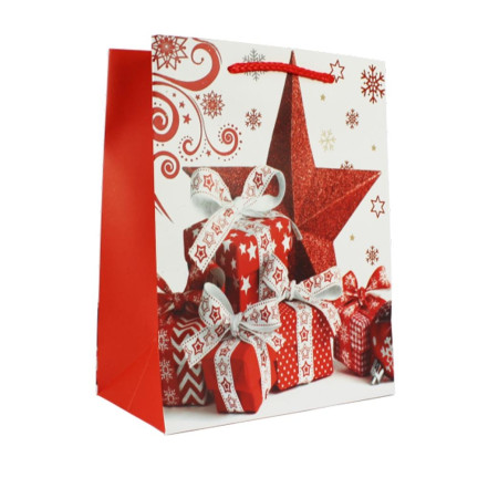 BAG8607 TOREBKA OKAZYJNA BOZONARODZENIOWA BIAŁO-CZERW 44X31X12