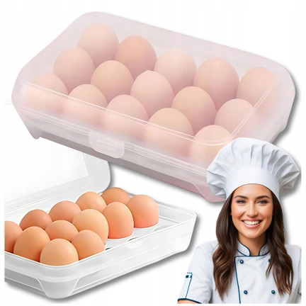 Pojemnik na jaja, organizer do lodówki, zamykany, transparentny, z plastiku, na 15 jaj