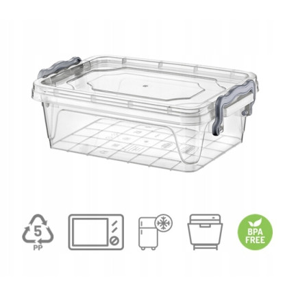 HOB021046 POJEMNIK LUNCHBOX DO ŻYWNOŚCI 0,3l Z KLIPSEM PUDEŁKO PROSTOKĄTNE do zmywarki