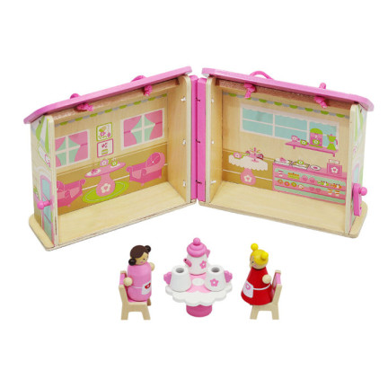 6522 Drewniany Domek dla Lalek z Uchwytami Rozkładany