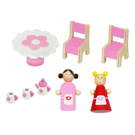 6522 Drewniany Domek dla Lalek z Uchwytami Rozkładany