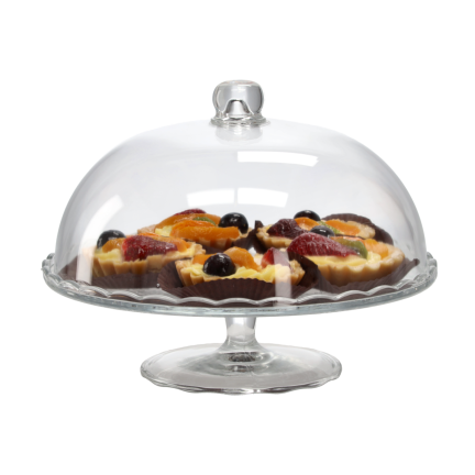 DIO8041 PATERA ZE SZKLANĄ POKRYWĄ 29 cm x 25 cm NA CIASTO TORT STOJAK KLOSZ
