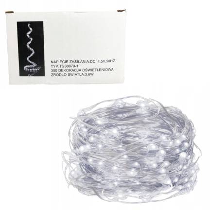 TG38879-1 LAMPKI DRUCIK 300LED ZIMNE BIAŁE WŁOSY ANIOŁA