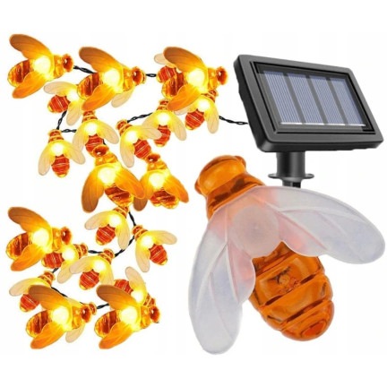 TG71285 GIRLANDA LAMPKI SOLARNE PSZCZOŁY ZESTAW LAMPEK 20 LED OGRODOWE PSZCZÓŁKI