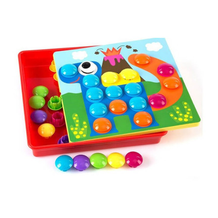 TG67283 UKŁADANKA GUZIKOWA MOZAIKA EDUKACYJNA GRZYBKI PUZZLE PINEZKI GRA MONTESSORI