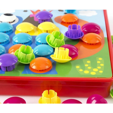 TG67283 UKŁADANKA GUZIKOWA MOZAIKA EDUKACYJNA GRZYBKI PUZZLE PINEZKI GRA MONTESSORI