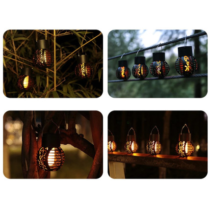 TG60446 Lampa solarna, pochodnia, lampka led wisząca, lampion loft, ażur