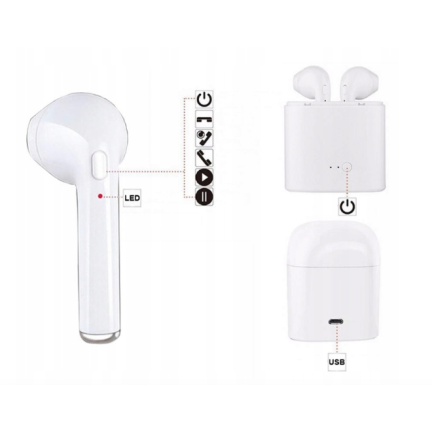 85166BEZPRZEWODOWE SŁUCHAWKI i7S TWS POWERBANK