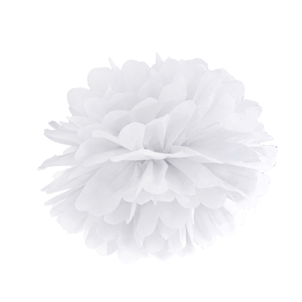34907 POMPON bibułowy 15 cm biały dekoracja pompony