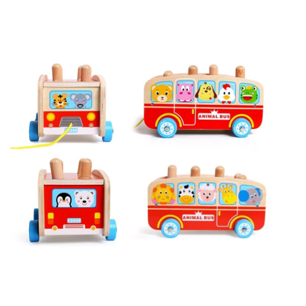 TG50021 AUTOBUS DREWNO ZABAWKA DLA DZIECI DREWNIANA