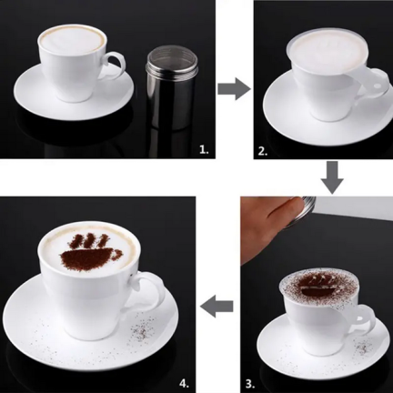 TG66809 SZABLONY DO DEKORACJI KAWY CIAST DESERÓW 16SZT LATTE CAPPUCCINO