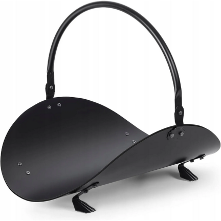 KOM5806 METALOWY STOJAK NA DREWNO KOMINKOWE METALOWY CZARNY KOSZ Z UCHWYTEM 48X38,5X42CM