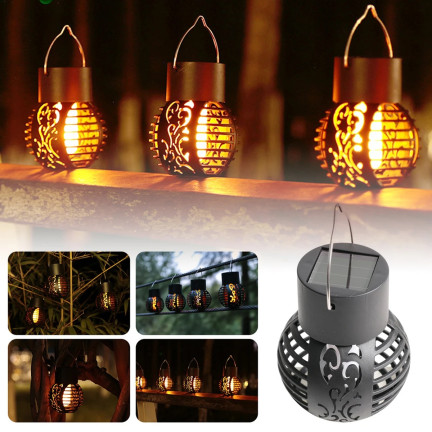 TG60446 Lampa solarna, pochodnia, lampka led wisząca, lampion loft, ażur