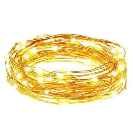 TG66259-2 LAMPKI CHOINKOWE na DRUCIKU 10 LED ŚWIATEŁKA GIRLANDA CIEPŁY BIAŁY baterie