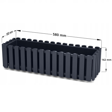 DDEF600W-S433 SKRZYNKA BALKONOWA DONICZKA 58cm Z UCHWYTAMI ANTRACYT miernik wilgoci