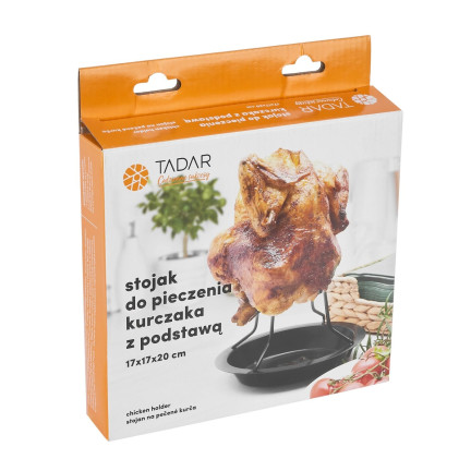 TD37 BBQ Stojak do pieczenia kurczaka,  stabilny ruszt do pieczenia kurczaka z podstawką 17X17X20cm