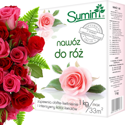 SUM14 Nawóz do róż Sumin, 1kg optymalny skład, bujne kwitnienie, zdrowy wzrost