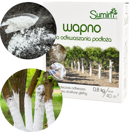 SUM15 Wapno do bielenia drzewek, odkwaszanie podłoża gleby, Sumin 0,8kg
