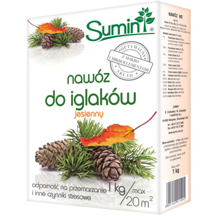 SUM65 SUMIN NAWÓZ DO IGLAKÓW JESIENNY 1KG OPTYMALNY SKŁAD GRANULAT