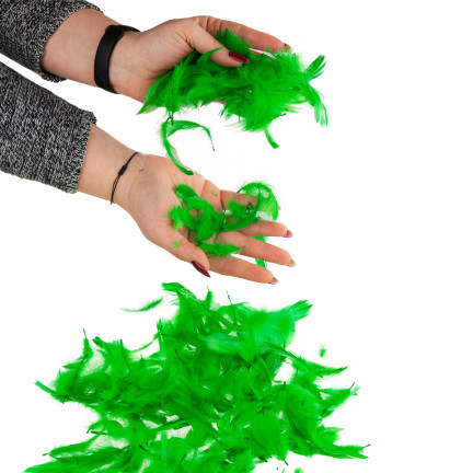 TG35906-4 Piórka ozdobne, pióra dekoracyjne, 10g zielone jasne do rękodzieła, ozdoby wielkanocne