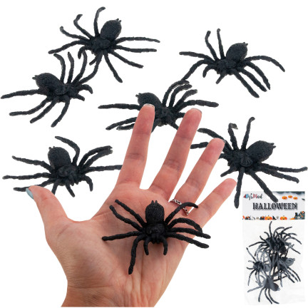 Sztuczne pająki, czarne, dekoracja Halloween, realistyczne, 6szt//kpl
