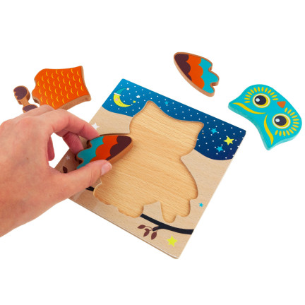 TG50029 KLOCKI PUZZLE DREWNIANE SOWA UKŁADANKA LOGICZNA EDUKACYJNA DLA DZIECI