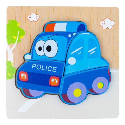 TG50030 KLOCKI DREWNIANE UKŁADANKA EDUKACYJNA PUZZLE FIGURY MONTESSORI POLICJA AUTO
