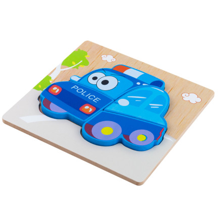 TG50030 KLOCKI DREWNIANE UKŁADANKA EDUKACYJNA PUZZLE FIGURY MONTESSORI POLICJA AUTO