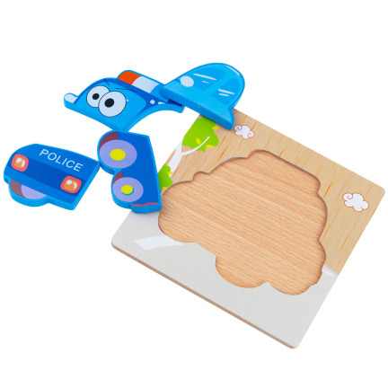 TG50030 KLOCKI DREWNIANE UKŁADANKA EDUKACYJNA PUZZLE FIGURY MONTESSORI POLICJA AUTO
